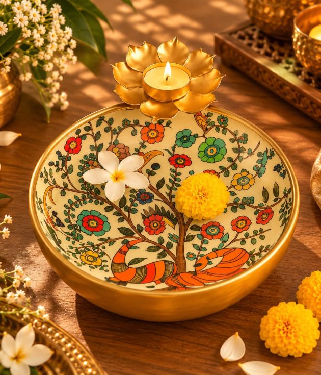 Urli Bowl with Rose Petals
